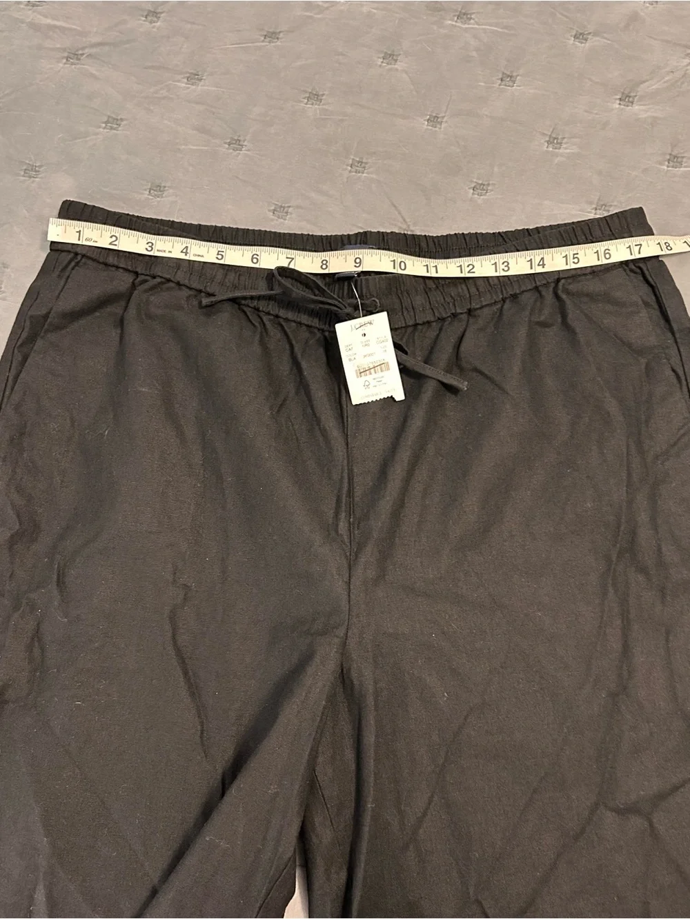 NWT J. Crew Black Drawstring Wide-Leg Pants Linen Cotton Blend Size 16